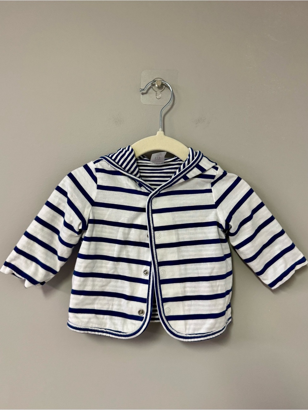 GAP Baby Hooded Striped Top in Navy and White
